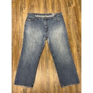 IZOD Mens Straight Leg Jeans 44x30 Blue Medium Wash 100% Cotton Denim 5-Pocket